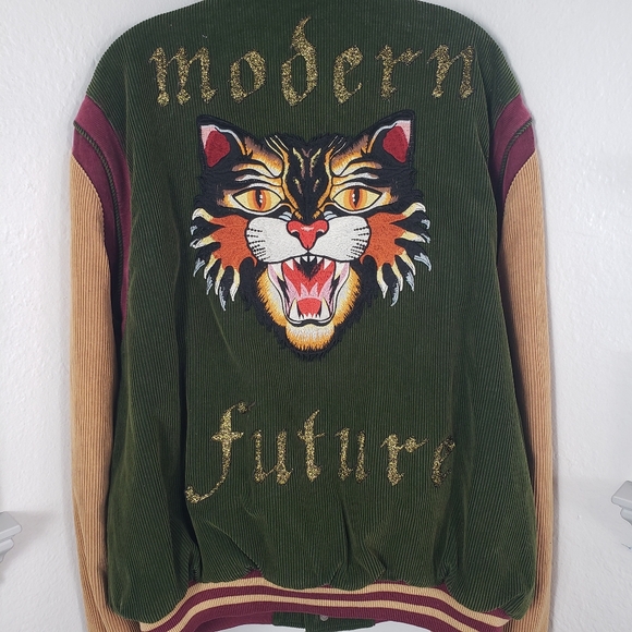 Gucci Other - Gucci Y2K Modern Future Corduroy Tiger Mad Cat Green Tan Bomber Varsity Vint…